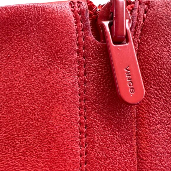 Vince Maggie Block Heel Red Leather Ankle Boots Size 9 - Picture 13 of 13